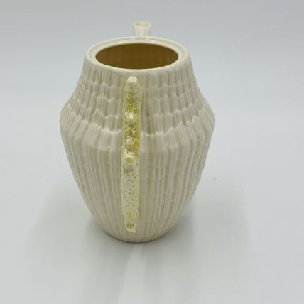 Belleek Coffee Pot Green 5th Mark 1955-65 Vintage Seashell Ireland Limpet Yellow