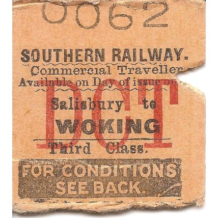 Southern Railway Edmondson Ticket - Salisbury to Woking