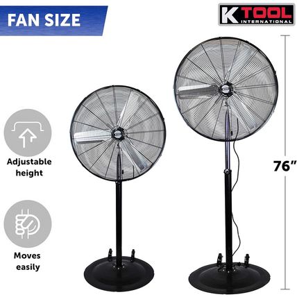 K Tool International 77730; 30 Inch Adjustable Height Pedestal Fan; Commercial G