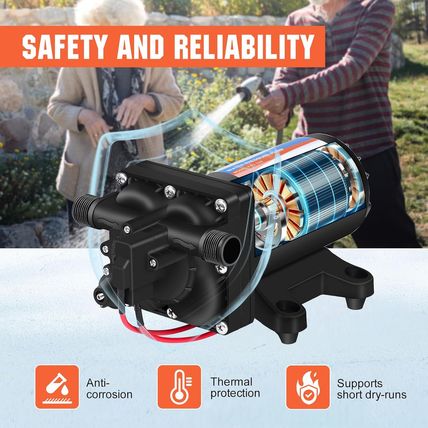 YOUNGTREE RV Fresh Water Pressure Pump 12V 5.5GPM 70PSI, on Demand Self Priming