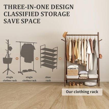 Solid Wood Clothes Rack, Clothing Rack for Hanging Clothes, Hanging Racks for Cl