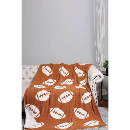 Chestnut Rugby Pattern Color Block Fleece Blanket 127*152cm