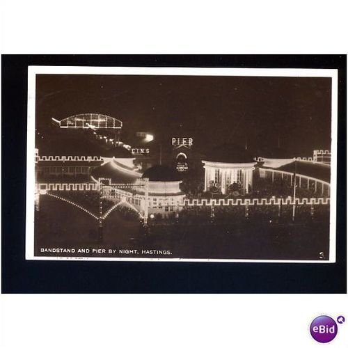 Sussex HASTINGS Bandstand/Pier Night Postcard (3)