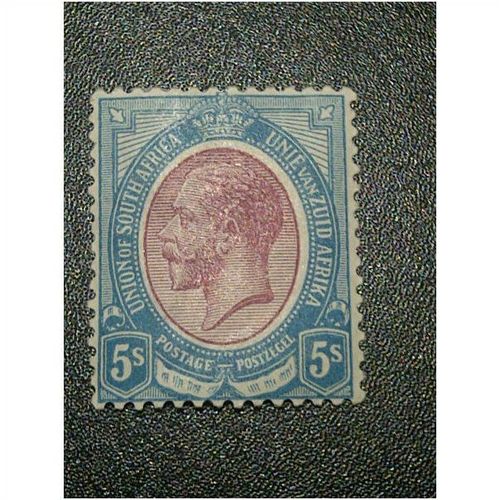 South Africa KGV 1913 5/- Purple & Blue Mounted Mint MM SG 15 Sc 14 stamp