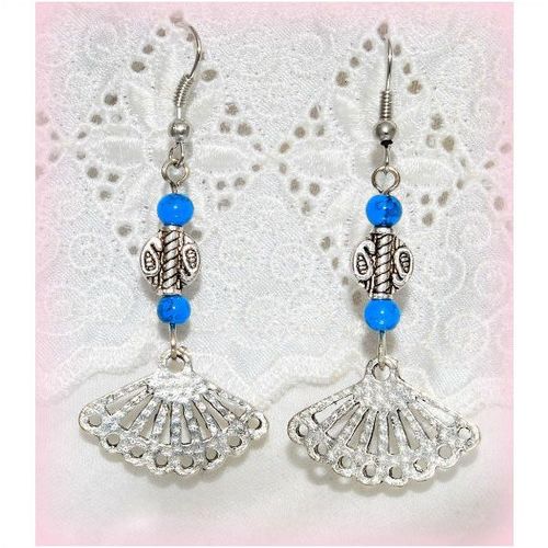 Sale Tibetan Tribe Fan Blue Turquoise Bead Hook Earrings Jewellery 1491