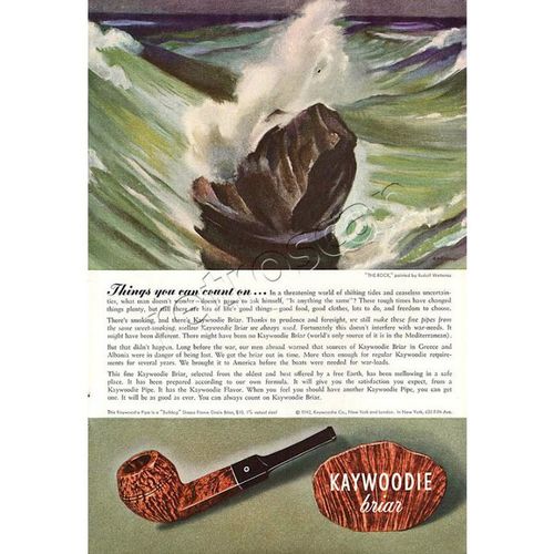 1942 Kaywoodie Briar Pipes Full Page Retro / Vintage American Magazine Advert