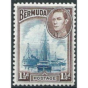 Bermuda 1938 SG111 1 1/2d Deep Blue & Purple-Brown Mounted Mint ... .