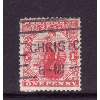 NEW ZEALAND 1908 SG 386 1d CARMINE FINE USED#5