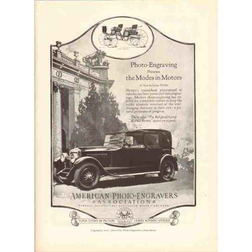 american photo-engravers assoc 1926 modes motors printing vintage ad
