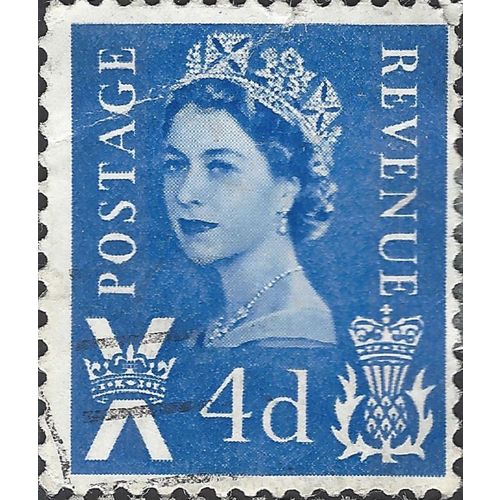 SCOTLAND, Queen Elizabeth Machin, blue 1966, 4d, #2