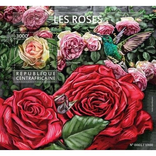 CENTRAL AFRICA 2015 SHEET MNH ROSES FLOWERS BIRDS OISEAUX AVES VOGELS 3A