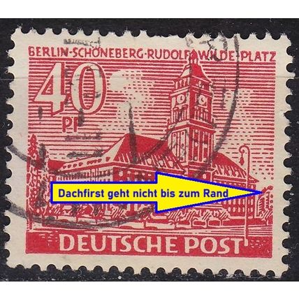 GERMANY BERLIN [1949] MiNr 0052 I ( O/used ) [01] Architektur Plattenfehler