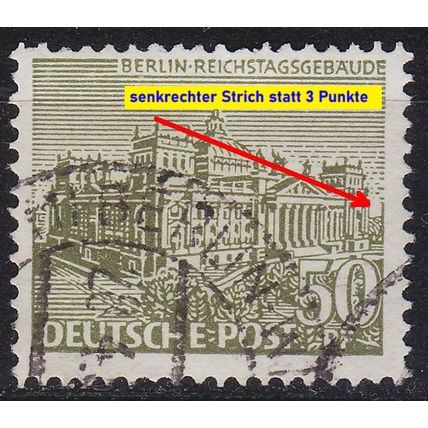 GERMANY BERLIN [1949] MiNr 0053 IV ( O/used ) [02] Architektur Plattenfehler