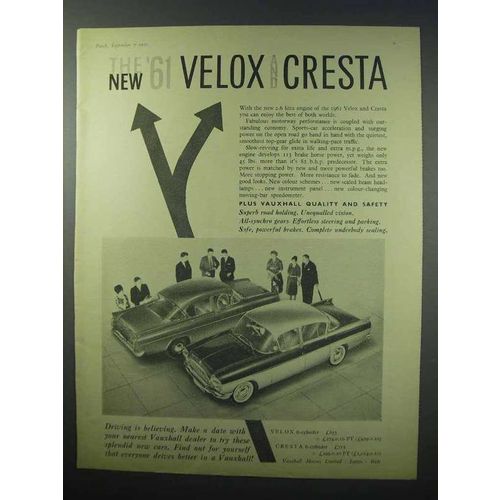 1961 Vauxhall Velox and Cresta Car Ad