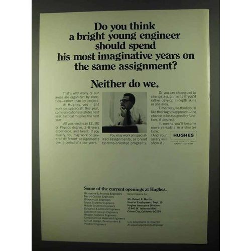 1968 Hughes Aircraft Ad - Bright Young Engineer