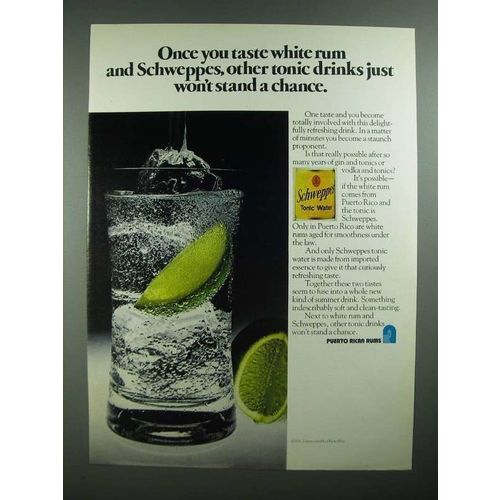 1976 Puerto Rican Rums Ad - White Rum and Schweppes
