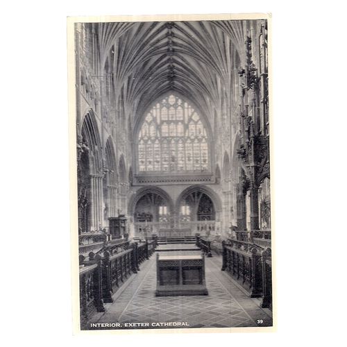 INTERIOR, EXETER CATHEDRAL, DEVON unused vintage postcard =