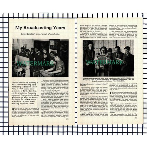 (7672) Bertha Lonsdale Bootham School York BBC Darlington - 1974 Article