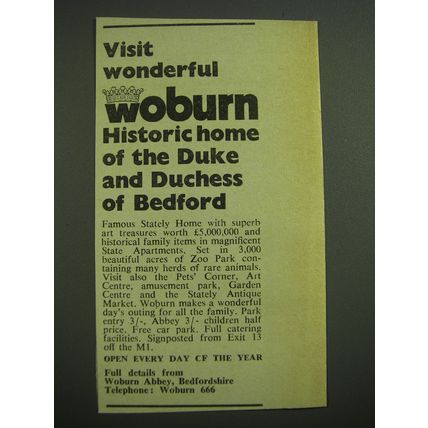1968 Woburn Abbey Ad - Visit Wonderful Woburn Historic home of the Duke