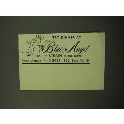 1950 The Blue Angel Restaurant Ad - Ralph Strain at the Piano