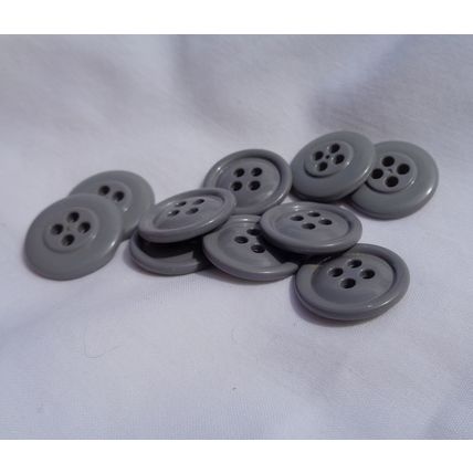 CC10 10 Gray Buttons 20mm 3/4 Inch Resin 4 Holes Round Crafting Sewing Buttons