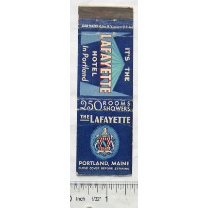 old Matchbook Cover - The Lafayette Hotel, Portland Maine