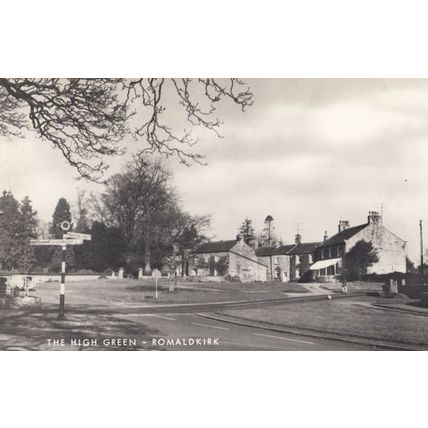 Village Signpost at Romaldkirk High Green 1960s Yorkshire Real Photo Postcard