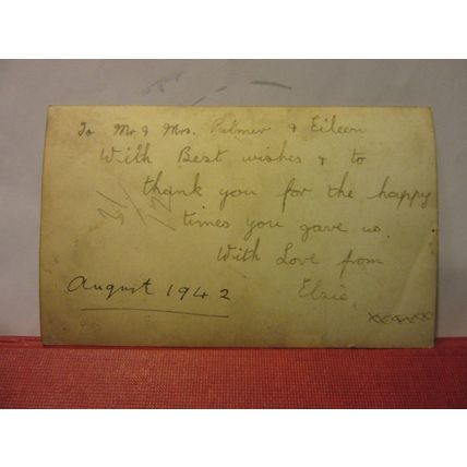 'ELSIE' A YOUNG WOMAN August 1942 photograph military tie pin?? =