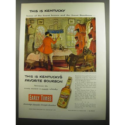 1952 Early Times Bourbon Advertisement - Kentucky Tack Room by John Clymer