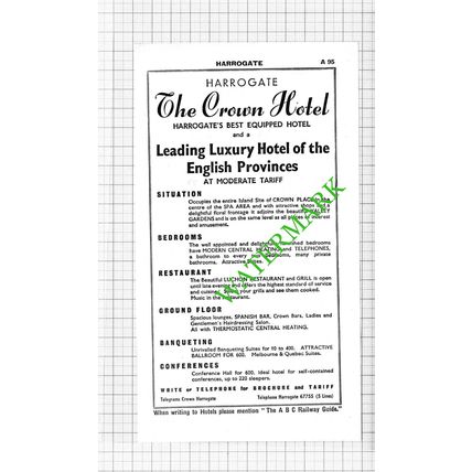 Old Swan Hotel Harrogate / Crown Hotel Harrogate Advert - 1964 Cutting