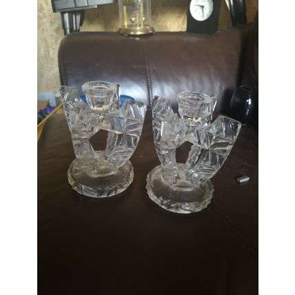 Pair Of Glass Candlesticks