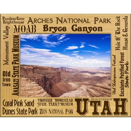 Southern Utah Landmarks Laser Engraved Wood Picture Frame Landscape (5 x 7)