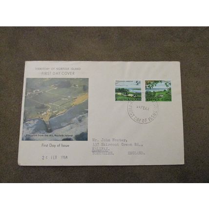 1964 Norfolk Island postal FDC Cover - Kingston from the air