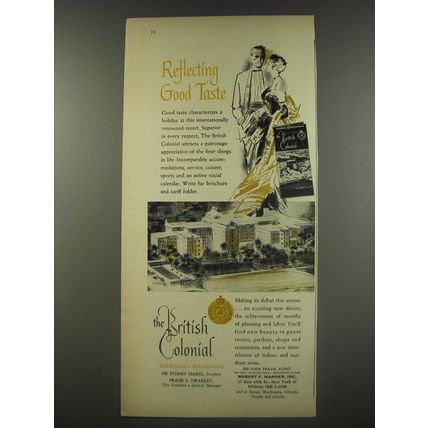 1956 The British Colonial Hotel Ad - Reflecting good taste