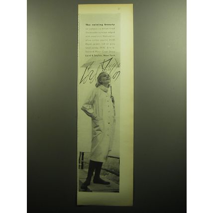 1958 Lord & Taylor Sherbrooke Raincoat Ad - The raining beauty