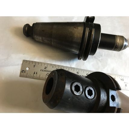 LOT 2 MIXED LYNDEX TOOL HOLDER LOT, 1/2" & 1" BORE SIZES, CAT-50 USED,SC