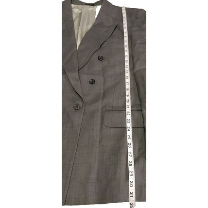 Oscar de la Renta Mens Blazer Gray Double Breasted Button Sleeve Pockets