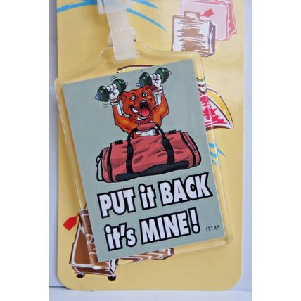 RED STAFFORDSHIRE BULL TERRIER STAFFIE AMSTAFF ACRYLIC HOLIDAY LUGGAGE LABEL