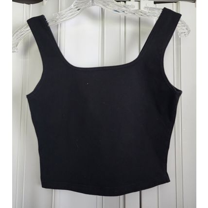 Women's Black Stretchy Athletic Crop Tank Top No Tags