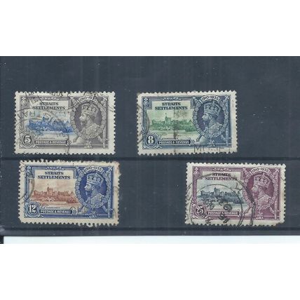 Straits Settlements stamps. 1935 George V Silver Jubilee 5c - 12c used (AM495)