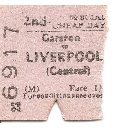 B.R.B. Edmondson Ticket - Garston to Liverpool Central