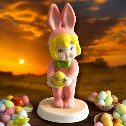 Campbell's Soup PINK EASTER BUNNY RABBIT holding egg Dolly Girl Figure Figurine