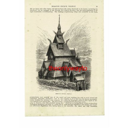 Borgund Church, Norway, Book Illustration (Print), 1875