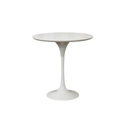 White Tulip Side End Table Wood Top Metal Base Mid-Century Modern Designer 20"