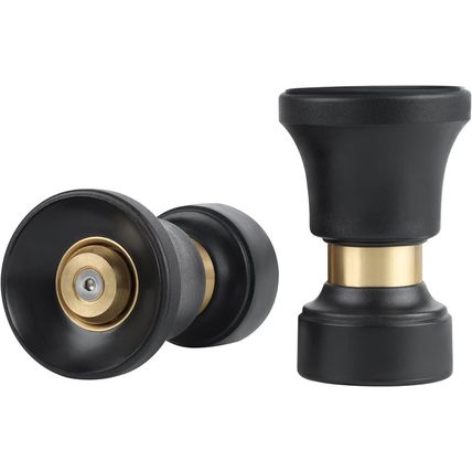 Hose Nozzle, Lichamp 2 Pack Heavy Duty Brass Fireman Style High Power Leak Proof