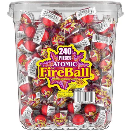 Wonka Atomic Fireball, Candy, Cinnamon Flavor, Individually Wrapped, 7.5 G (240
