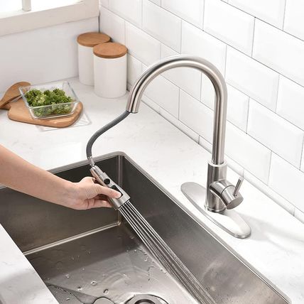 Brushed Nickel Kitchen Faucets with Pull down Sprayer Kitchen Sink Faucet with P