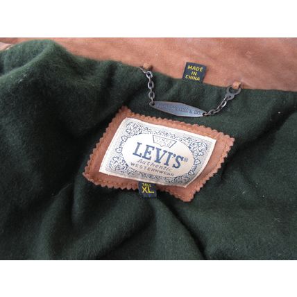 Vintage Levi's Westernwear Tan Leather Jacket Warm Winter Insulated Soft XL Tall