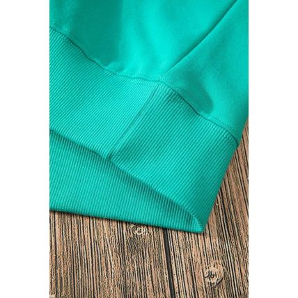 Aruba Blue Solid Fleece Lined Drop Shoulder Terry Sweatshirt