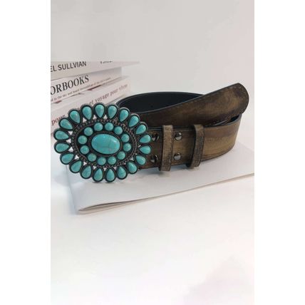 Light Blue Western Turquoise Decor Retro Wide Belt